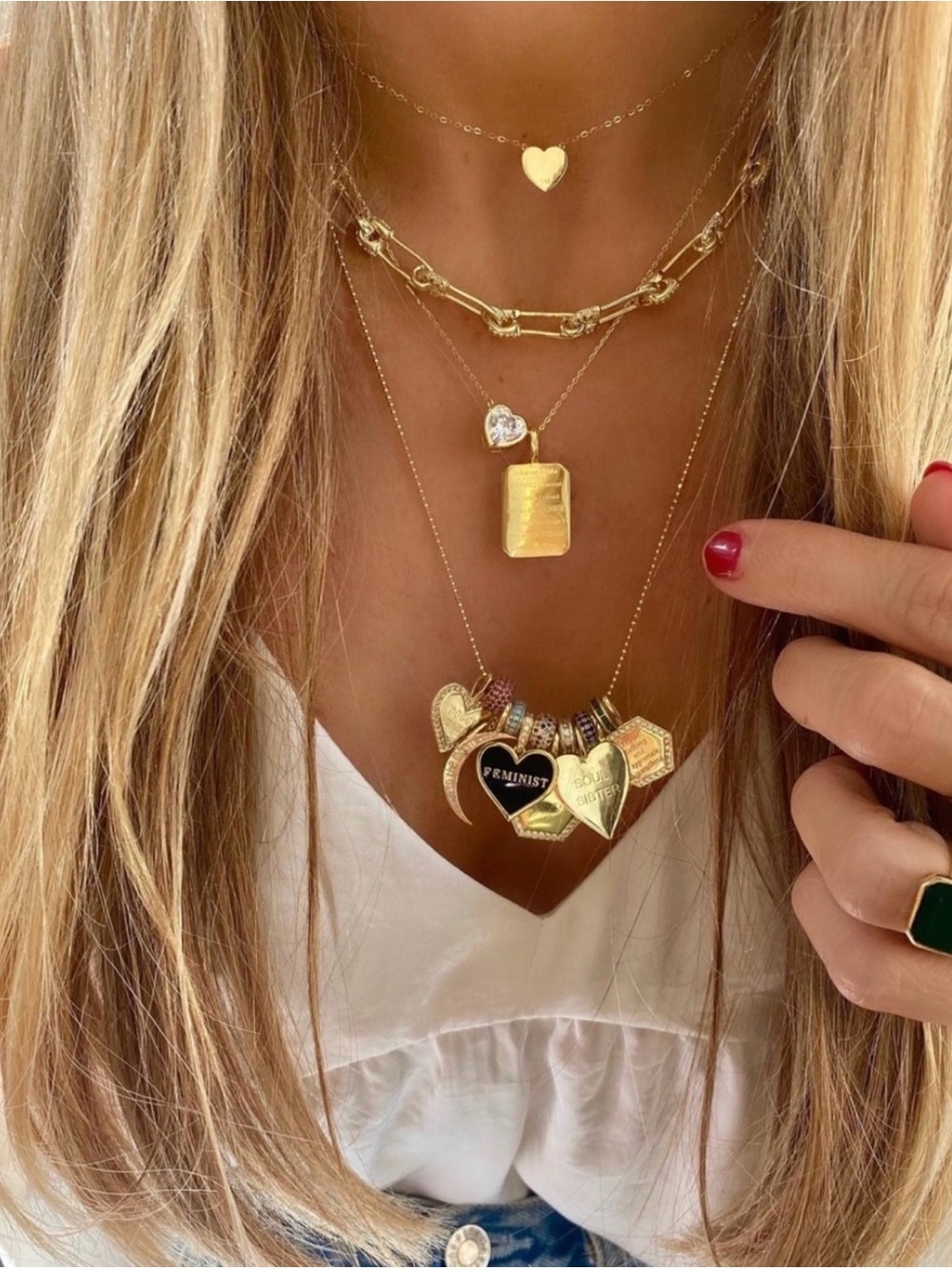 Melinda Maria Gold Heart Necklace with Clear Crystal - Picture 2 of 5